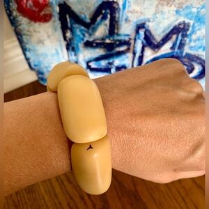 Tagua Bracelet Vegan Ivory Bangle Articulated Made in Ecuador Stretchy Chunky